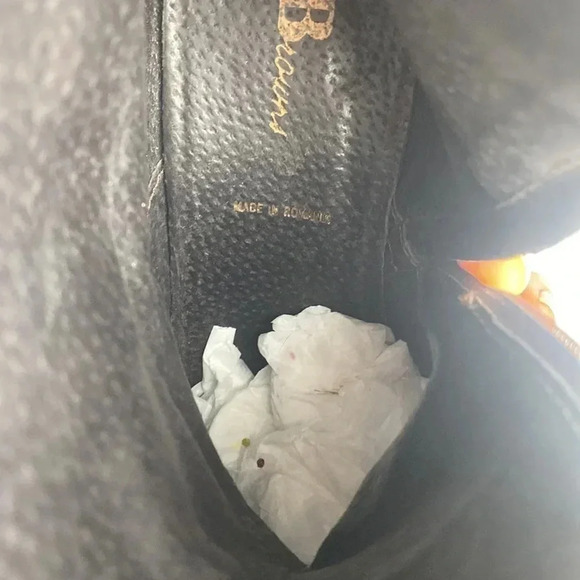 Brown tan genuine leather eyelet buckle low heel round toe ankle bootie sz 36 - Picture 9 of 17